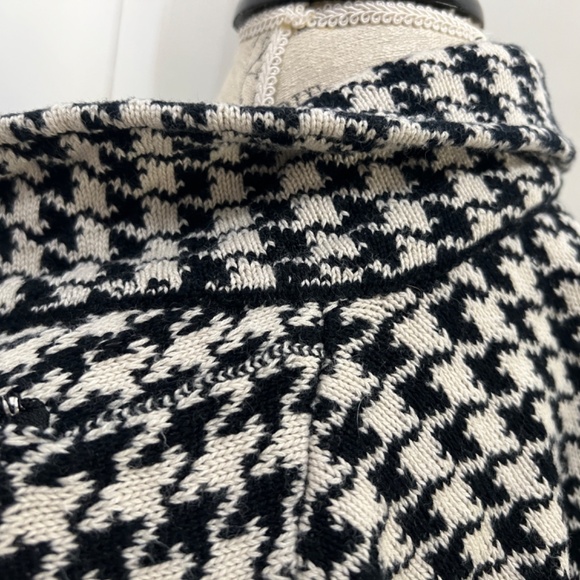 CHAPS houndstooth print jacket zipper 100 % COTTON Size M black and white - Picture 5 of 8